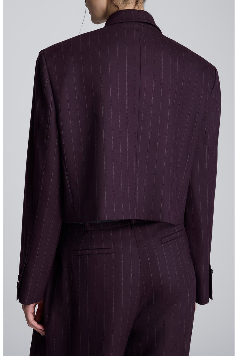 Double Breasted Crop Boyfriend Blazer, Alternate, color, DEEP MAROON MULTI