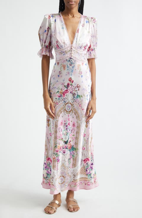 Palatial Pastels Bias Cut Silk Midi Dress