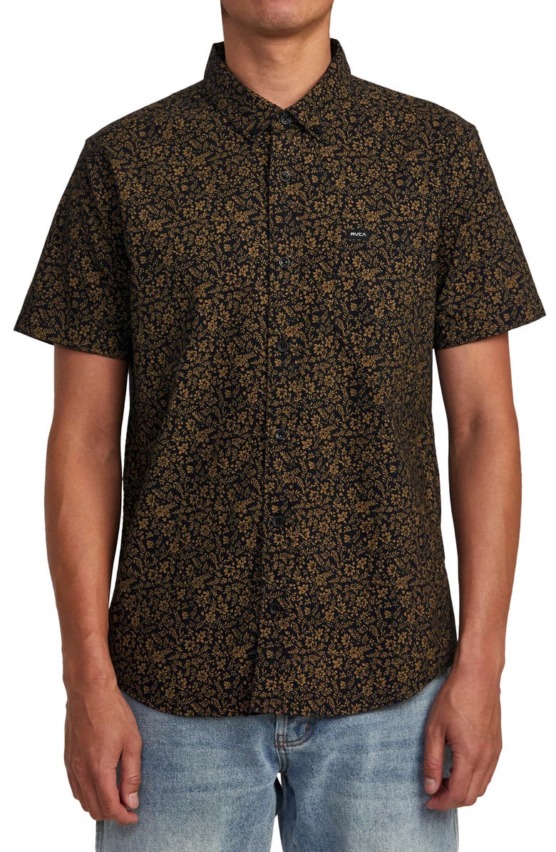 RVCA That'll Do Stretch Short Sleeve Button-Down Shirt, Main, color,