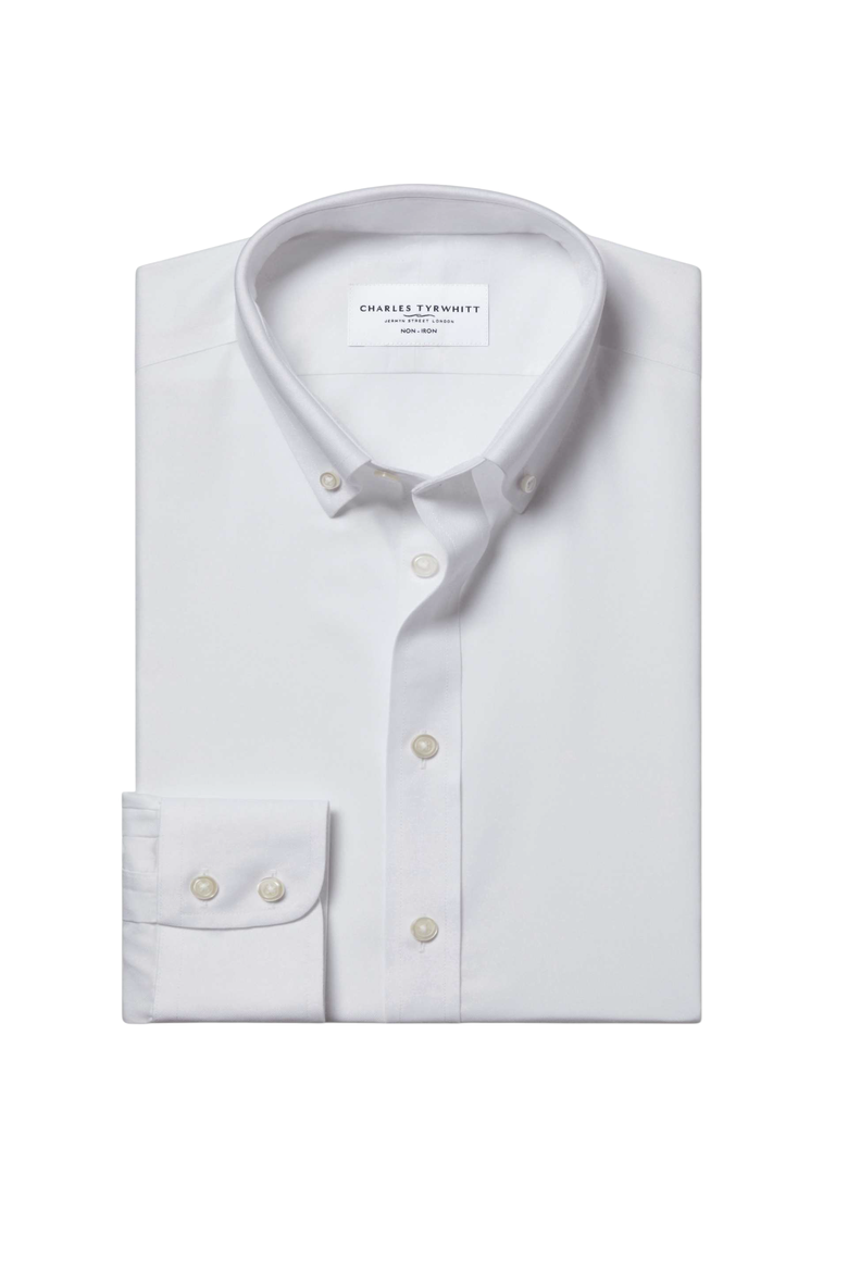 Slim Fit Non-Iron Solid Twill Button-Down Dress Shirt, Alternate, color, WHITE