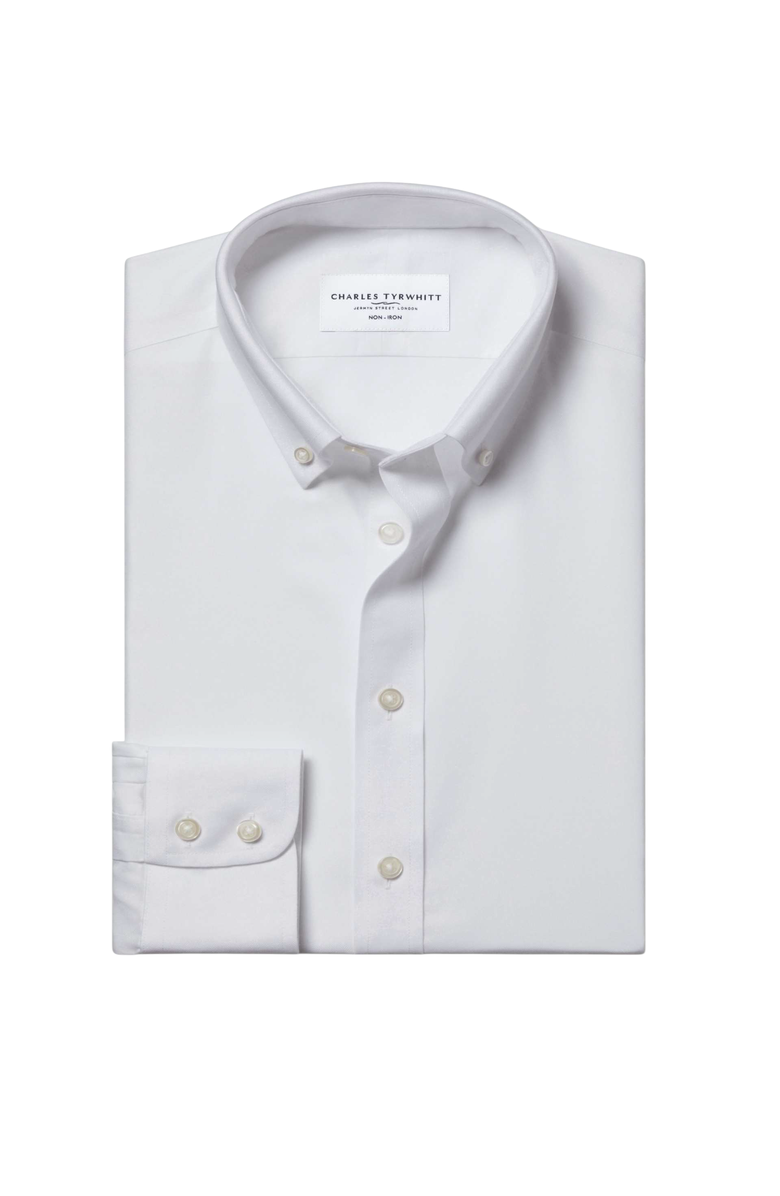 Charles Tyrwhitt Non-Iron Twill Button-down Shirt, Alternate, color, White