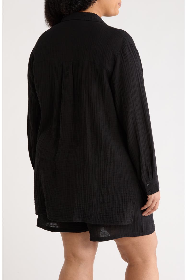 Classic Collar Easy Organic Cotton Button-Up Shirt, Alternate, color, BLACK