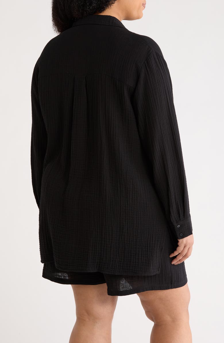 Eileen Fisher Classic Collar Easy Organic Cotton Button-Up Shirt, Alternate, color, Black