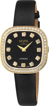 GEVRIL Infinita Swiss Quartz Leather Strap Watch, 30mm