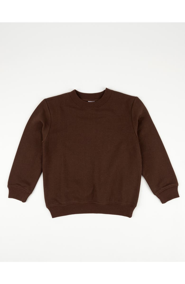 Leveret Kids Pullover Sweatshirt, Long Sleeve, Solid Colors, Main, color, Brown