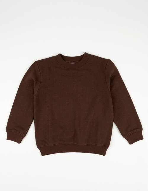 Leveret Kids Pullover Sweatshirt, Long Sleeve, Solid Colors In Brown