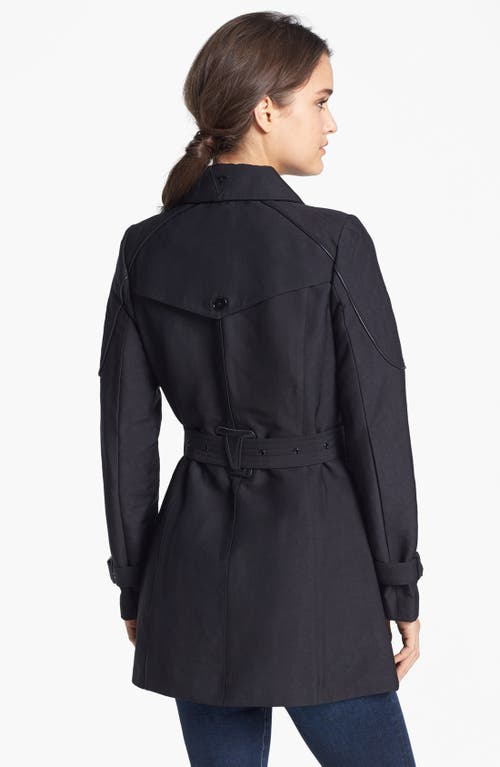 Sam Edelman Quilted Shoulder Trench Coat In Black