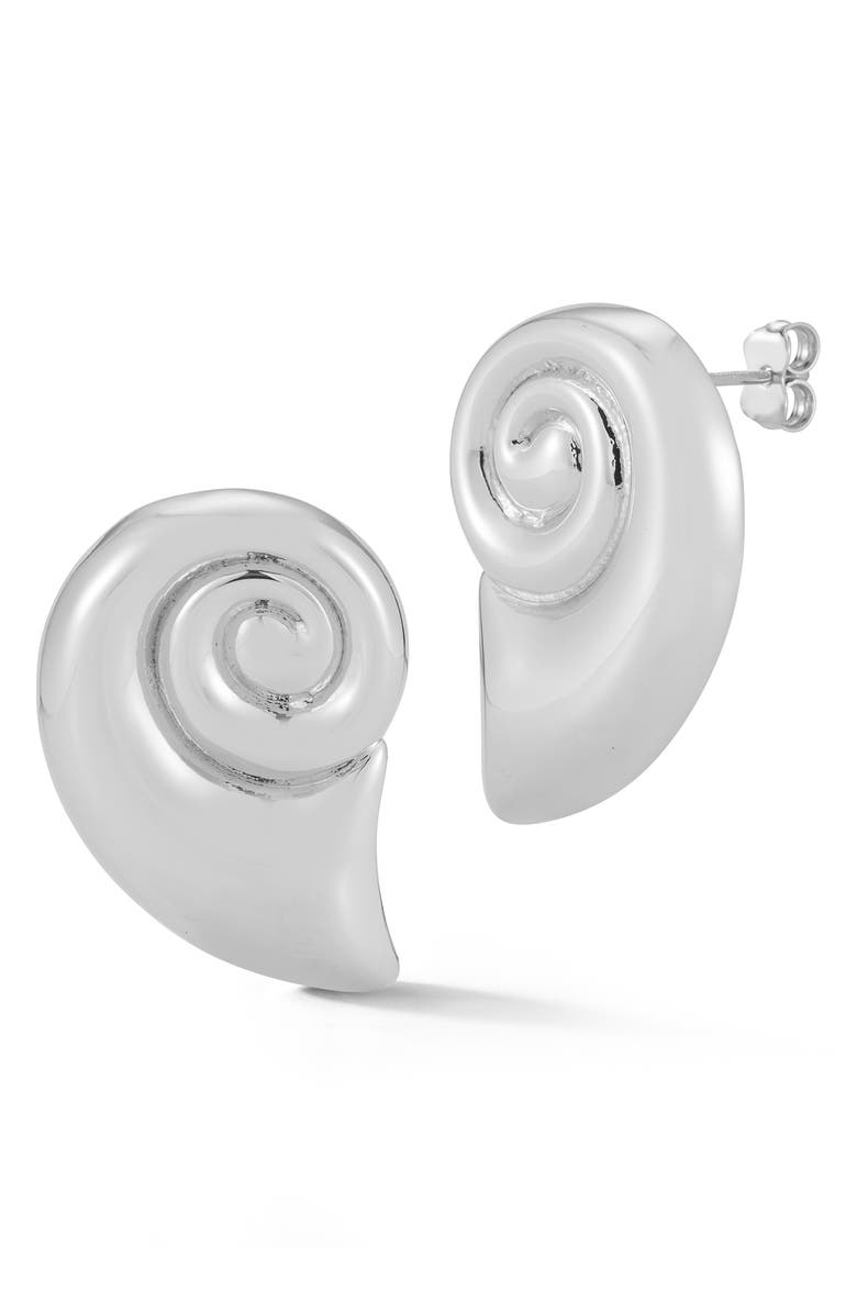 GLAZE JEWELRY Shell Stud Earrings, Main, color, Silver