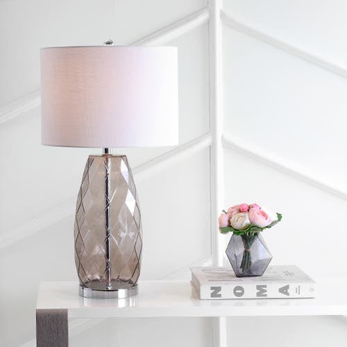 Jonathan Y Juliette 26.5" Glass/metal Led Table Lamp In Smoked Gray