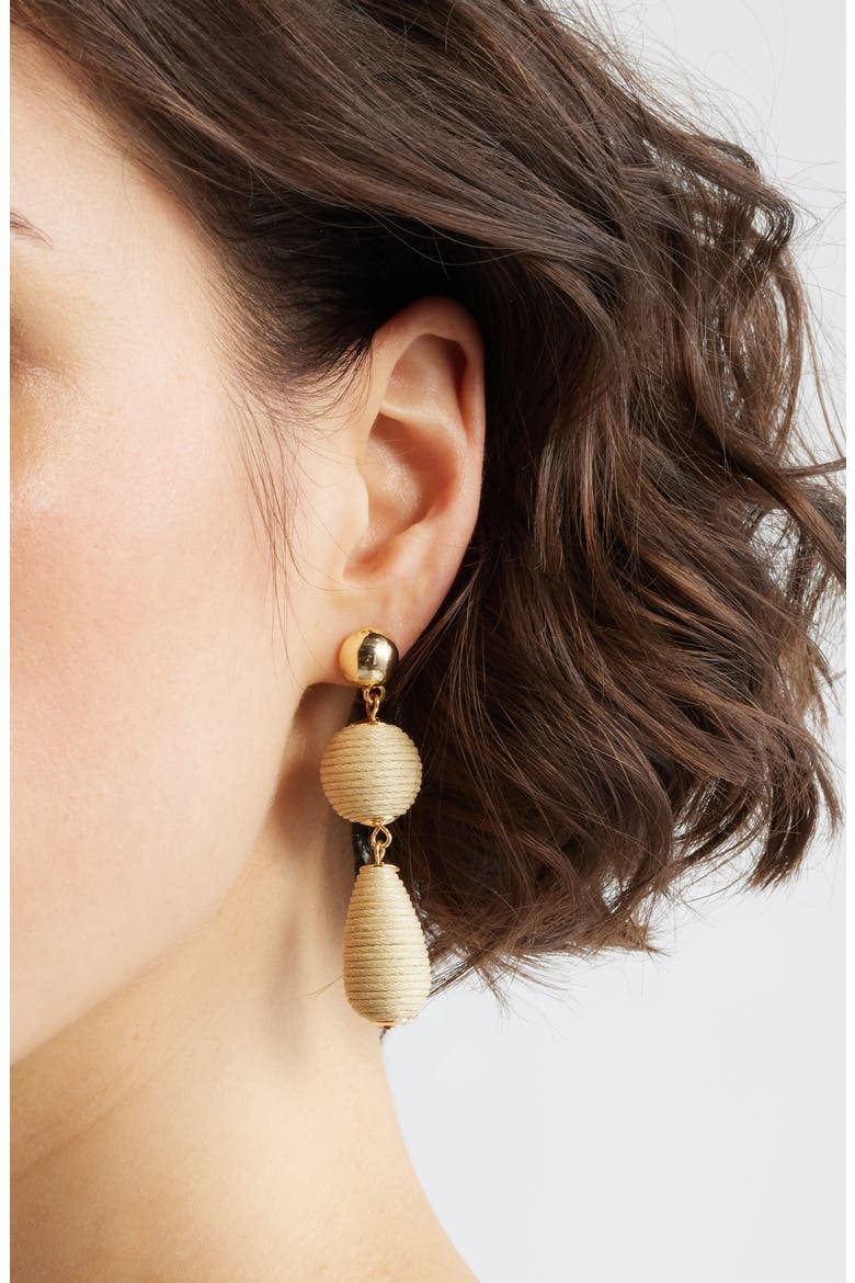 Triple Linear Drop Raffia Earrings, Alternate, color, NEUTRAL- GOLD