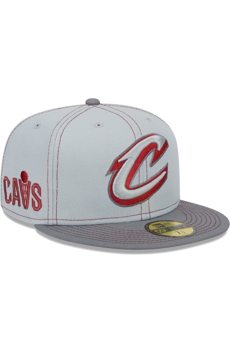 New Era Men's New Era Gray Cleveland Cavaliers Color Pop 59FIFTY Fitted Hat, Main, color, 