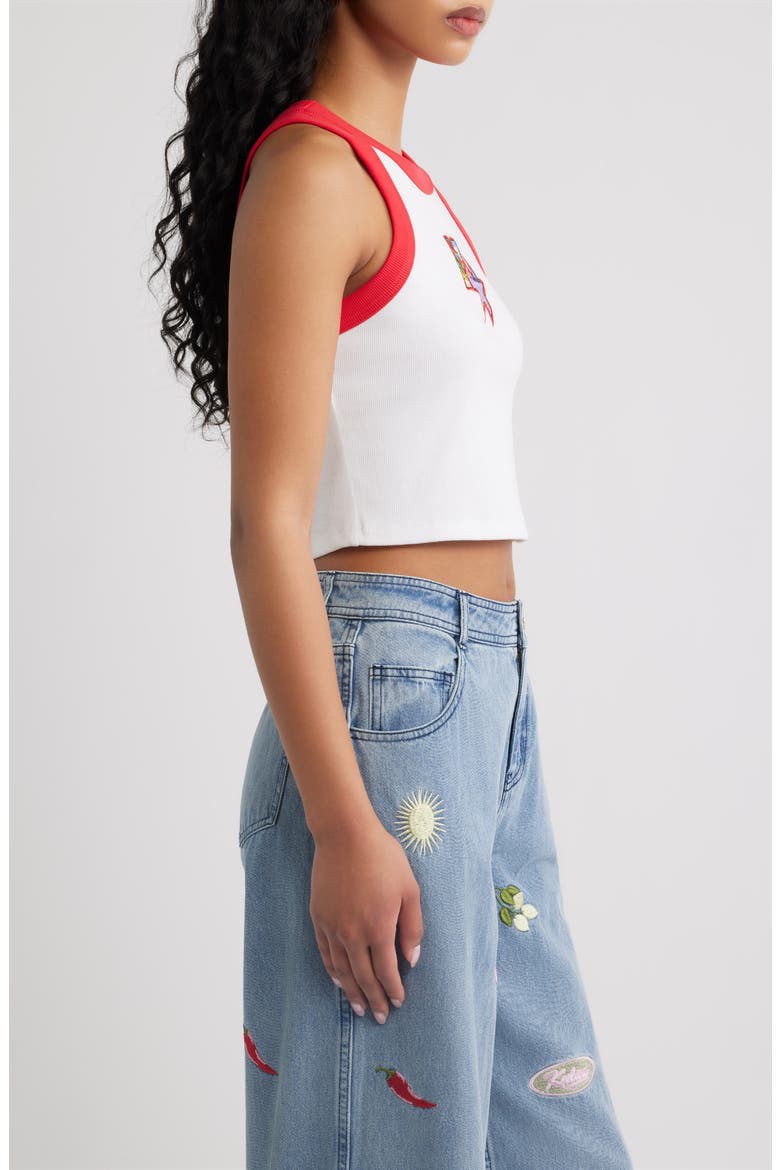 Embroidered Contrast Binding Crop Tank, Alternate, color, FASTLANE FLING