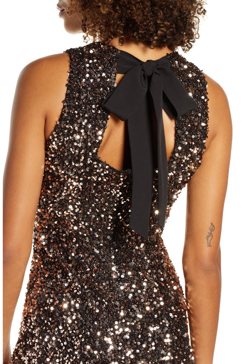 Sequin Sleeveless Shift Dress, Alternate, color, BRONZE