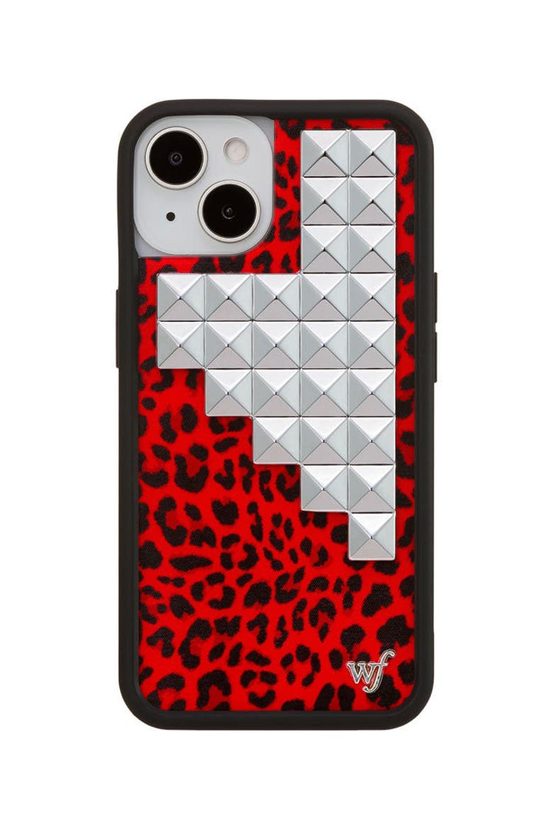 Red Meow Stud iPhone Case, Alternate, color, Red