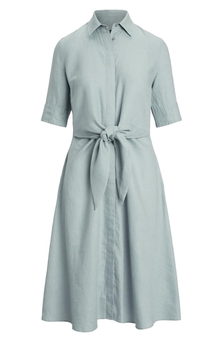 Lauren Ralph Lauren Tie Front Linen Shirtdress, Alternate, color, 