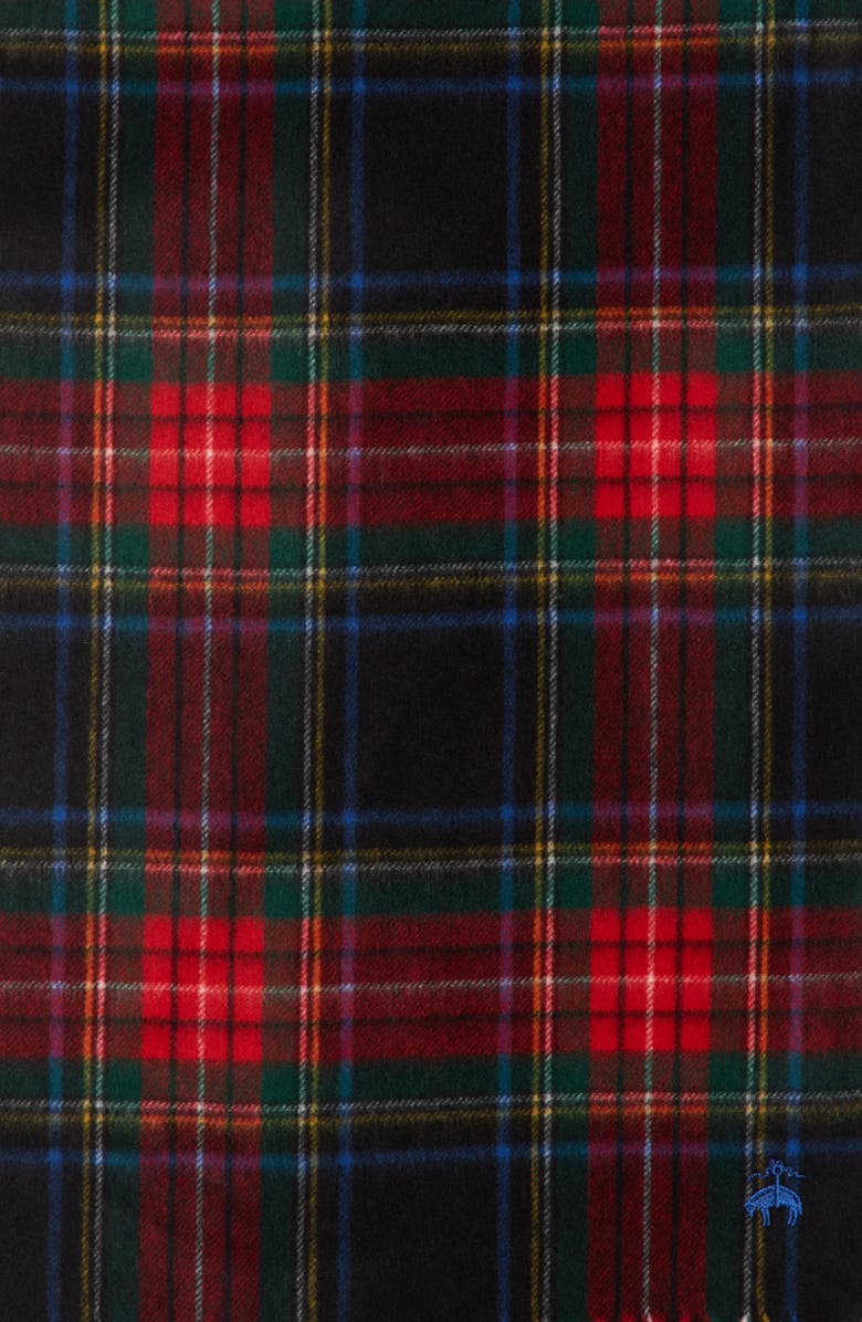 Brooks Brothers Wool & Cashmere Plaid Scarf, Alternate, color, Black
