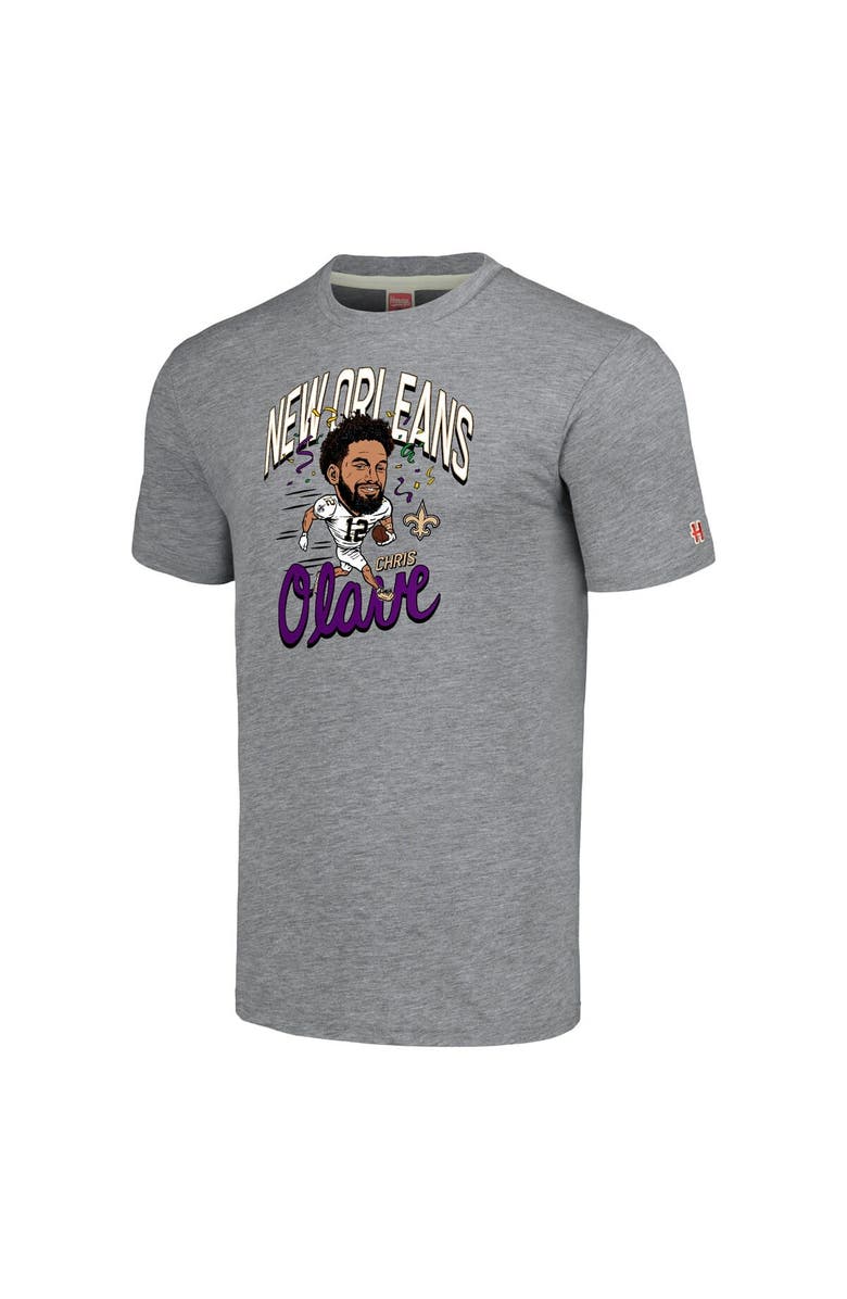 Homage Men's Homage Chris Olave Gray New Orleans Saints Caricature Player Tri-Blend T-Shirt, Alternate, color, Gray