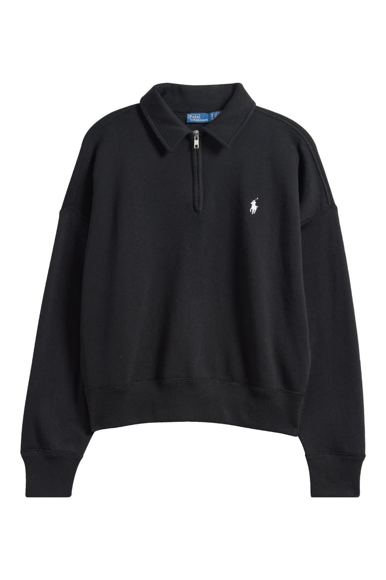 Cotton Blend Fleece Quarter-Zip Sweatshirt, Alternate, color, POLO BLACK