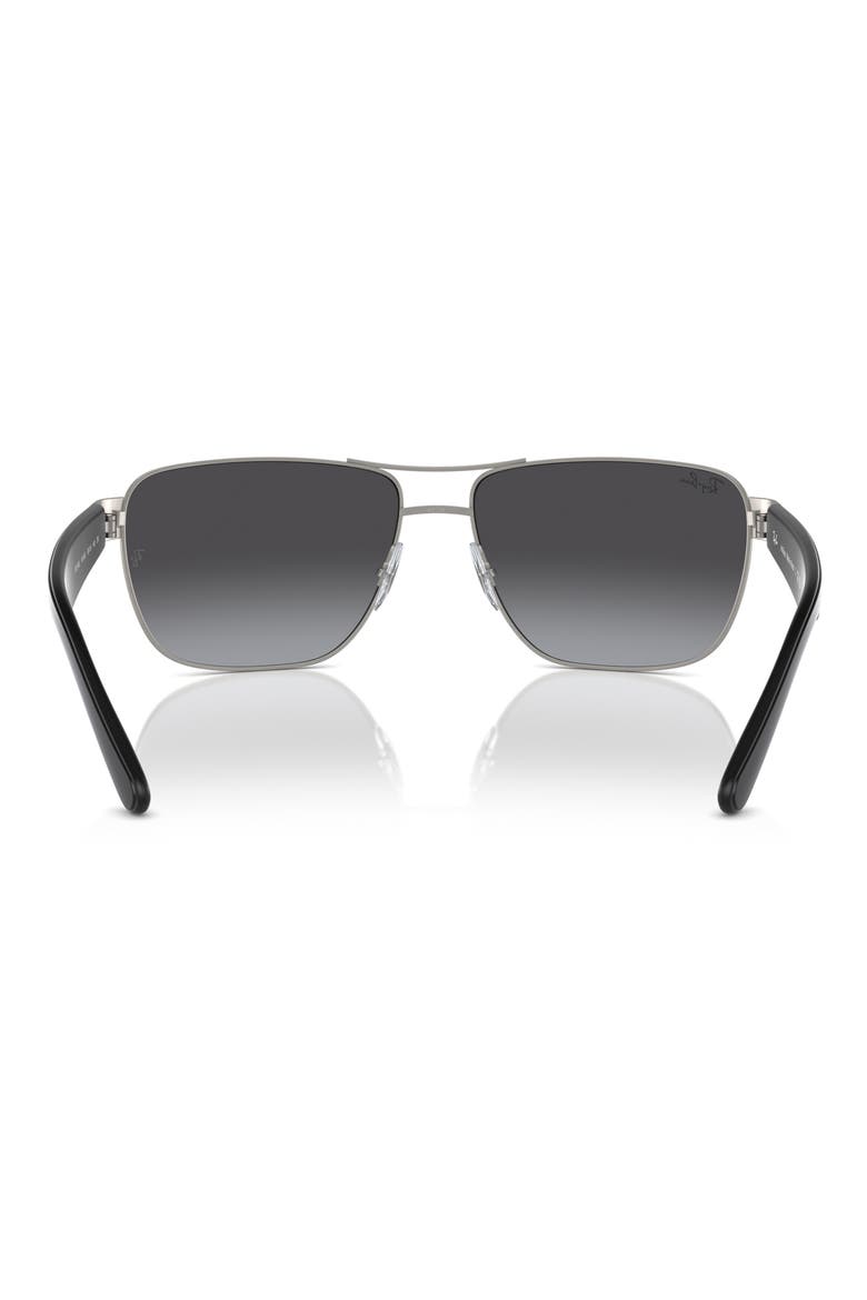 RB3745L 63mm Oversize Gradient Rectangular Sunglasses, Alternate, color, BRUSHED GUNMETAL / GREY