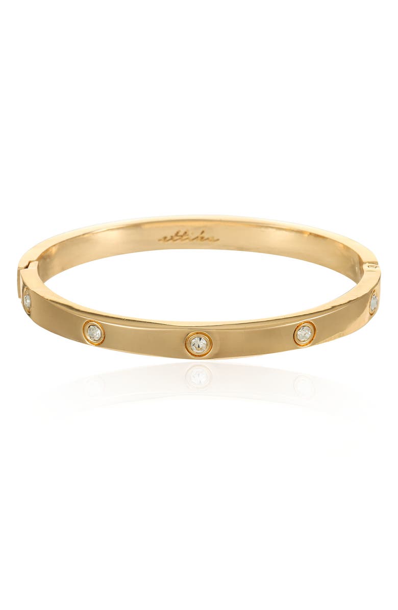 Ettika Crystal Dotted Hinge Bracelet, Main, color, Gold