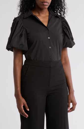 Jayla Embroidered Puff Sleeve Button-Up Shirt