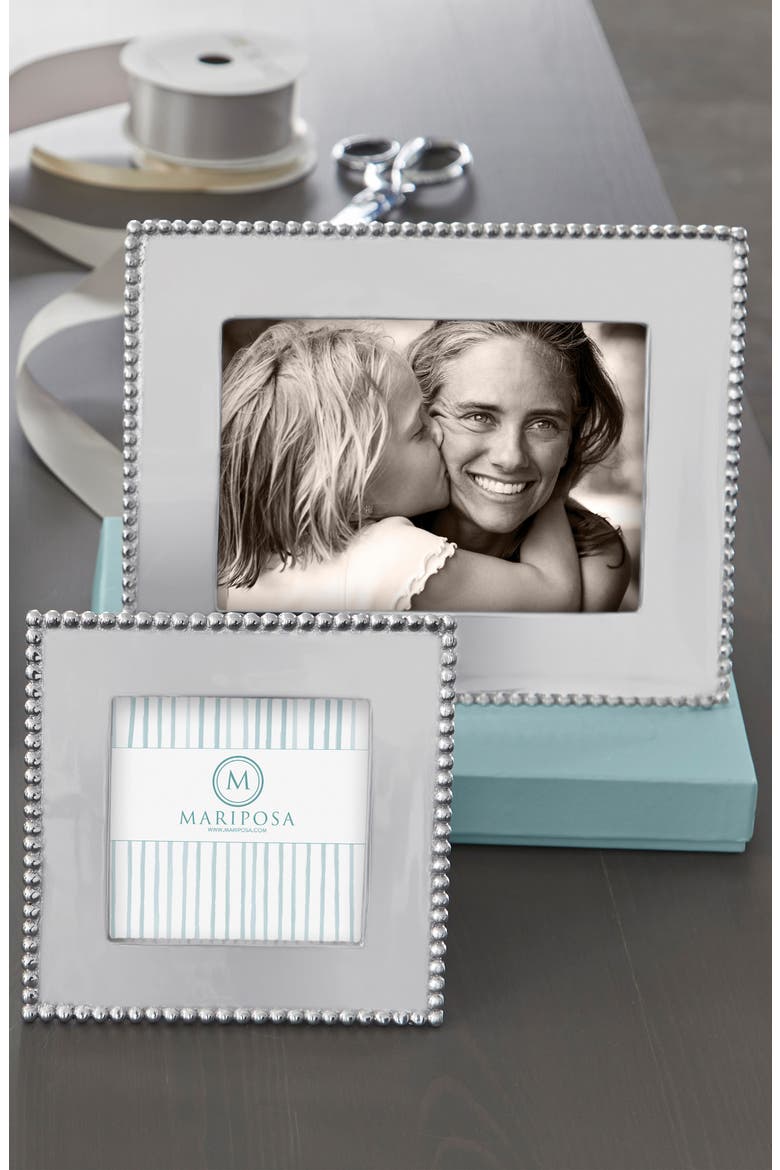 Beaded Recycled Aluminum Picture Frame, Alternate, color, SILVER