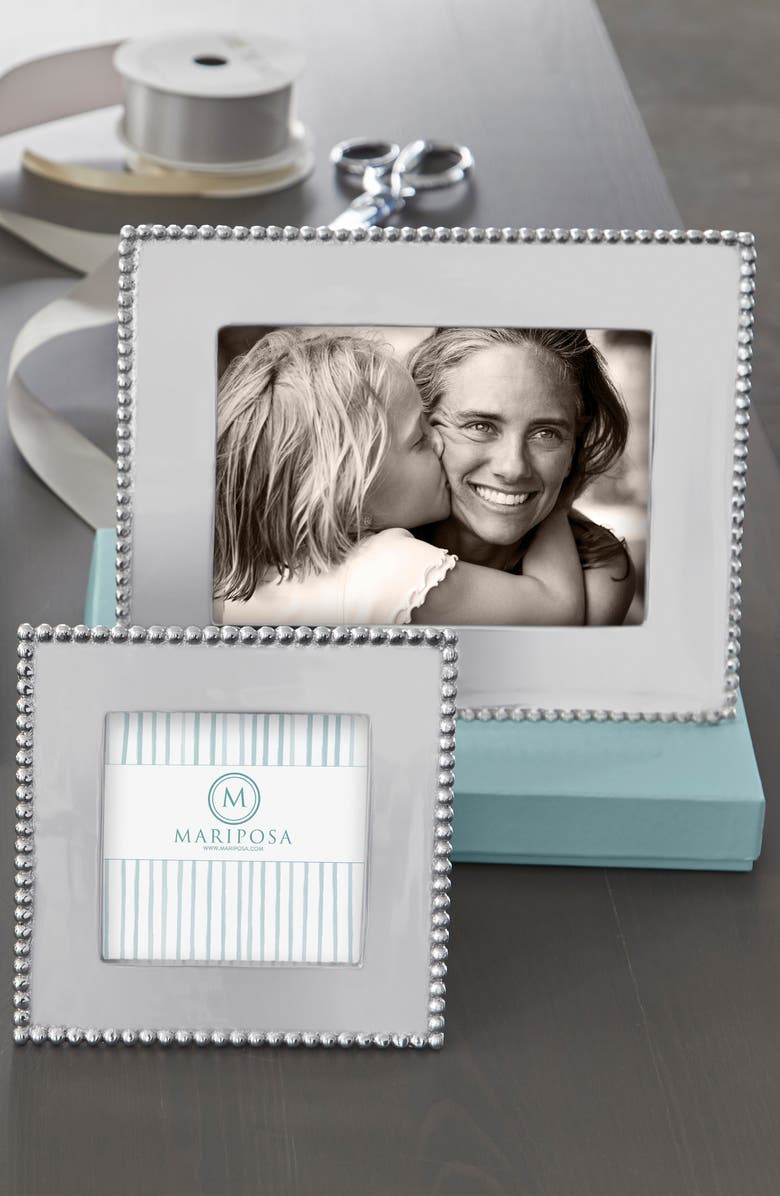 Mariposa Beaded Recycled Aluminum Picture Frame, Alternate, color, Silver