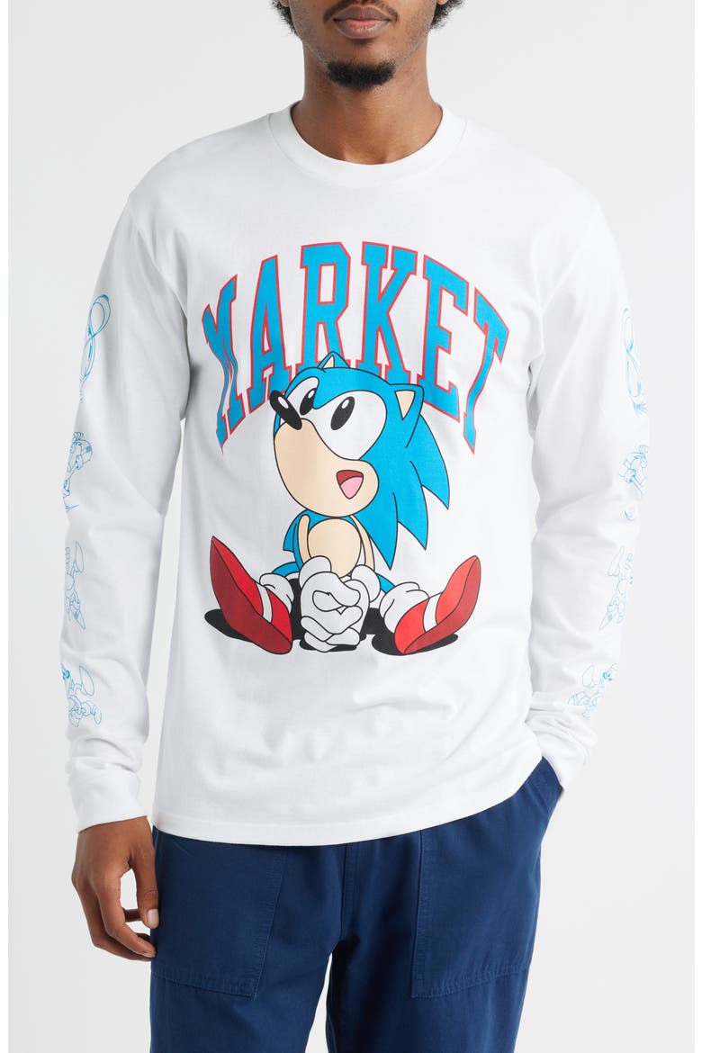 x Sonic Run Long Sleeve Cotton Graphic T-Shirt, Main, color, WHITE
