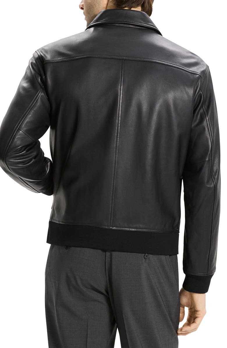 Theory Wyatt Leather Jacket, Alternate, color, Black