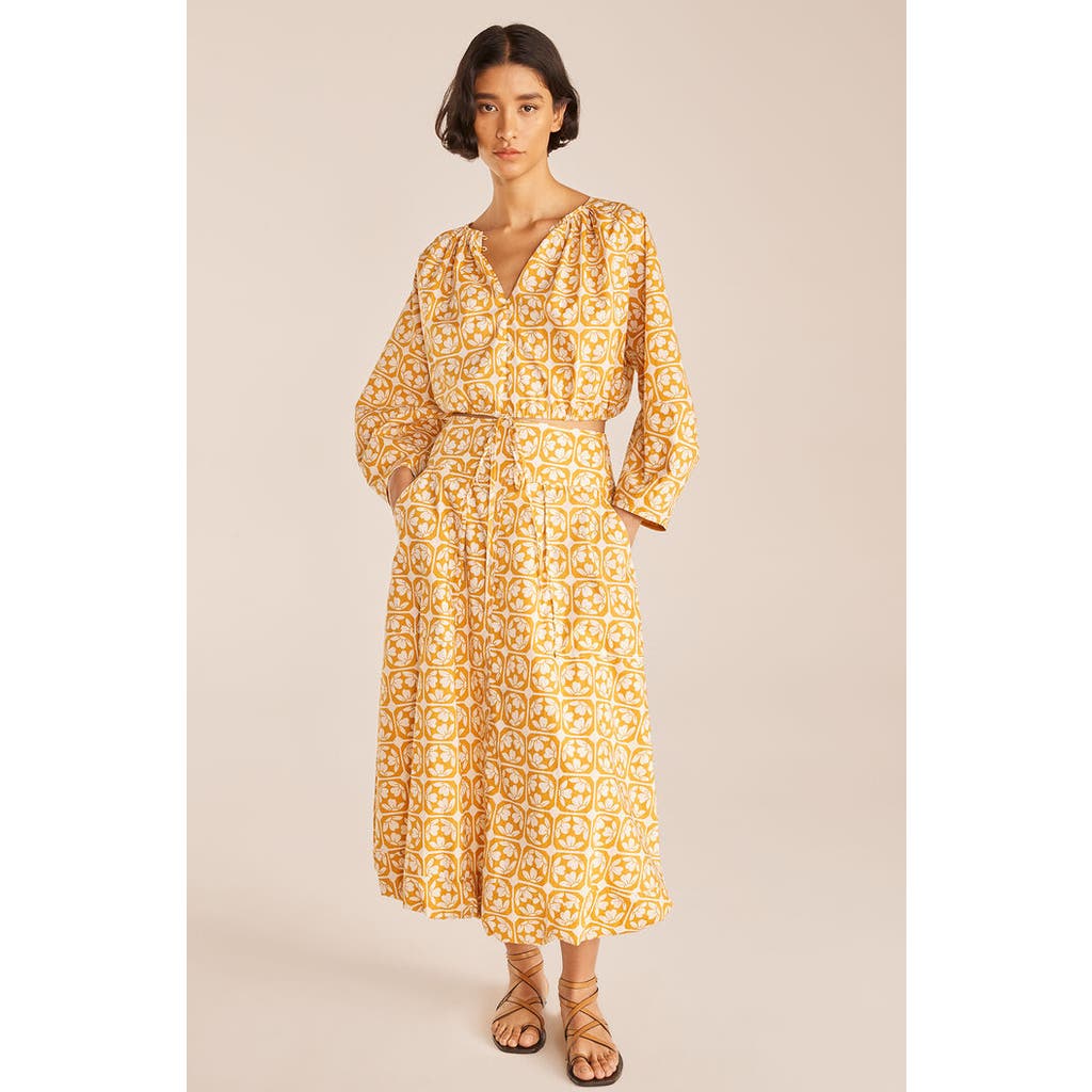 Rebecca Taylor Lattice Fleur Poplin Skirt In Fleur Honey Combo