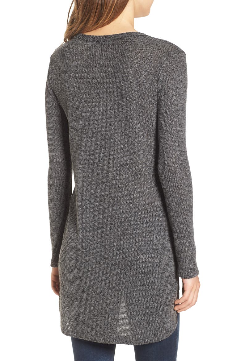 ASTR Side Split Sweater, Alternate, color, CHARCOAL