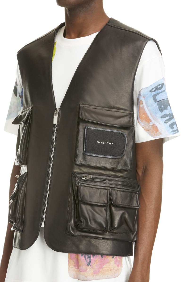 Givenchy Lambskin Leather Tactical Vest, Alternate, color, 