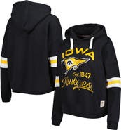 PRESSBOX Women's Pressbox Black Iowa Hawkeyes Super Pennant Pullover Hoodie