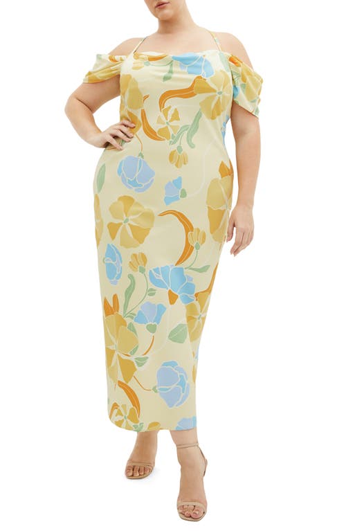 CITY CHIC CITY CHIC PRINT OFF THE SHOULDER MAXI DRESS