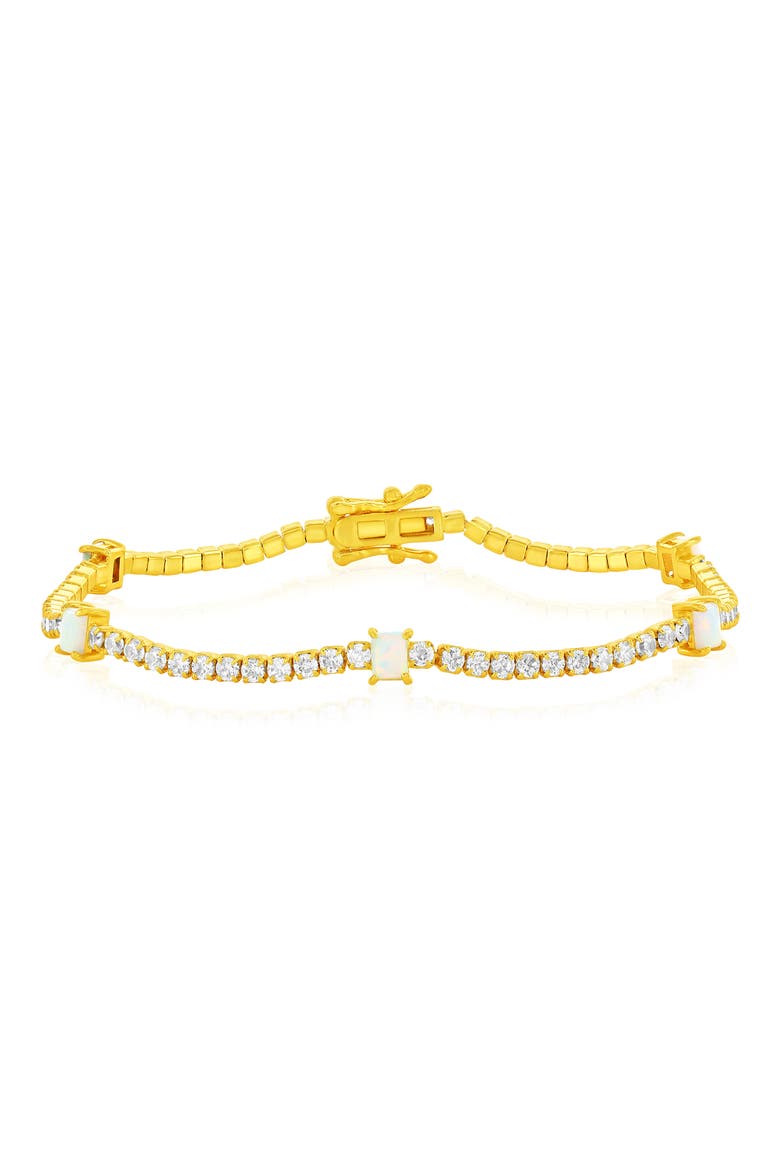 Opal & Cubic Zirconia Tennis Bracelet, Main, color, WHITE OPAL/GP