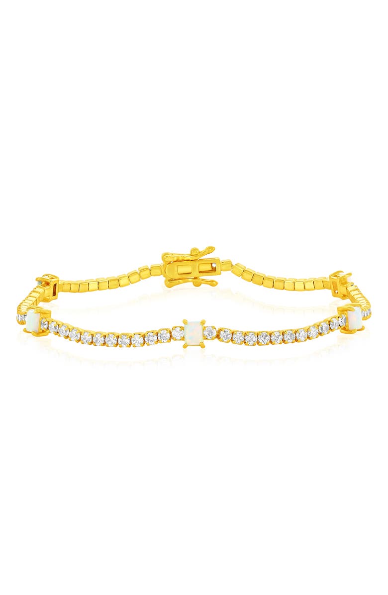 SIMONA Opal & Cubic Zirconia Tennis Bracelet, Main, color, White Opal/Gp