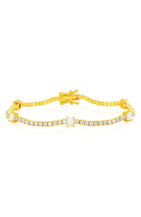 Opal & Cubic Zirconia Tennis Bracelet