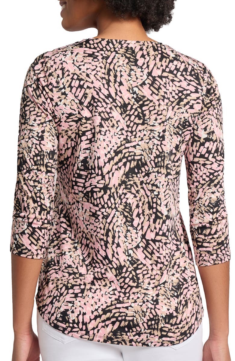 Jones New York Paisley Print Three-Quarter Sleeve Crepe Top, Alternate, color, 