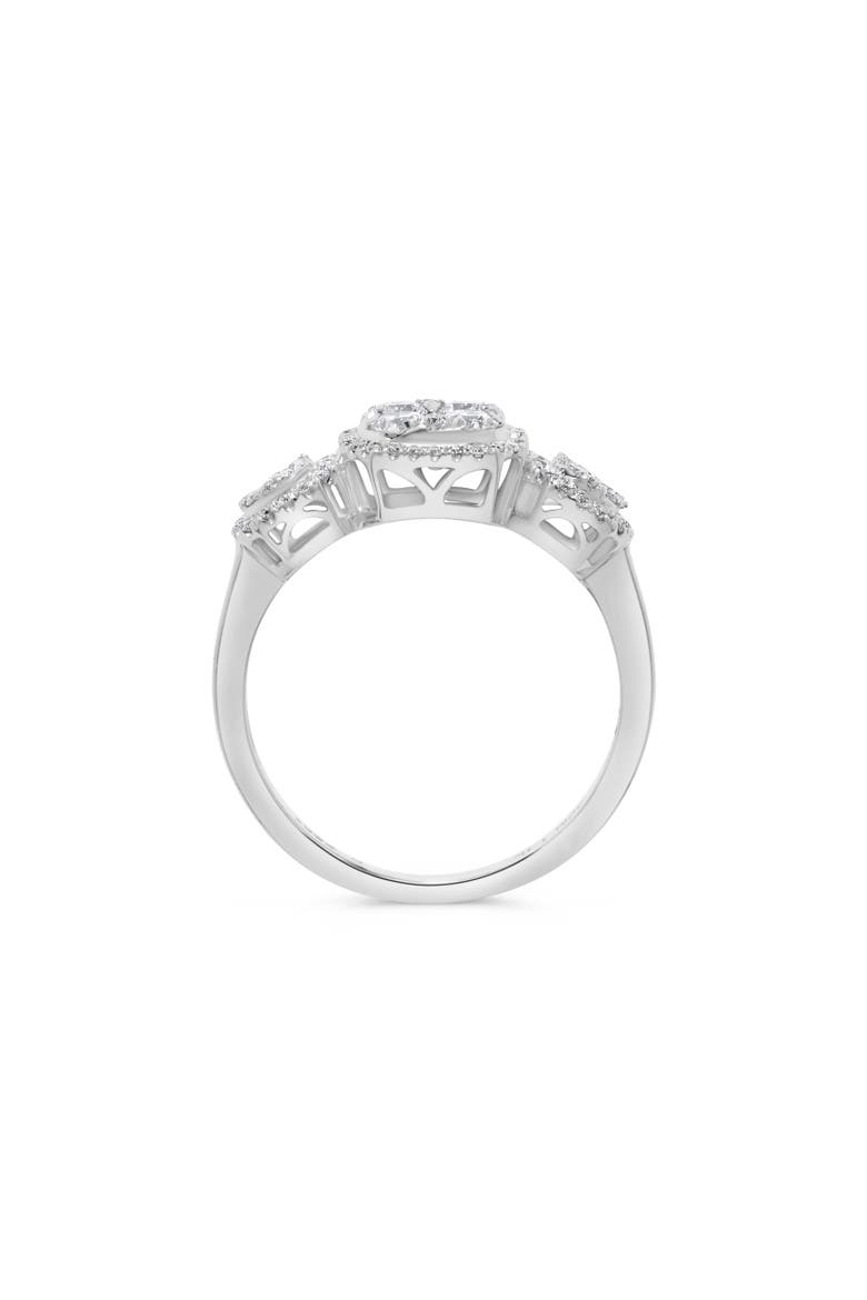 Triple Square Round Diamond Cluster Ring in 14K White Gold, Alternate, color, 14K White Gold