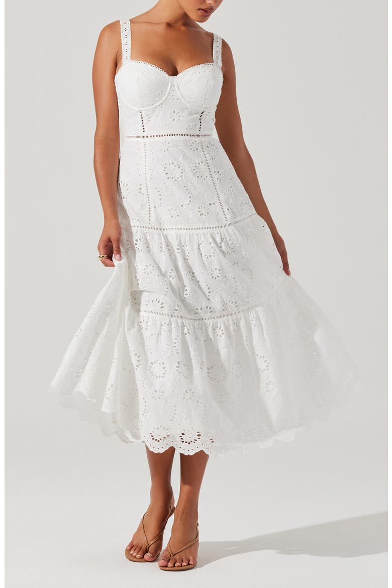 Pellagia Eyelet Maxi Dress, Alternate, color, WHITE