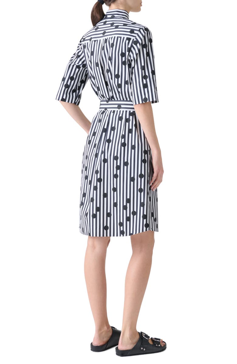 Akris punto Polka Dot Stripe Belted Shirtdress, Alternate, color, Cream-Black