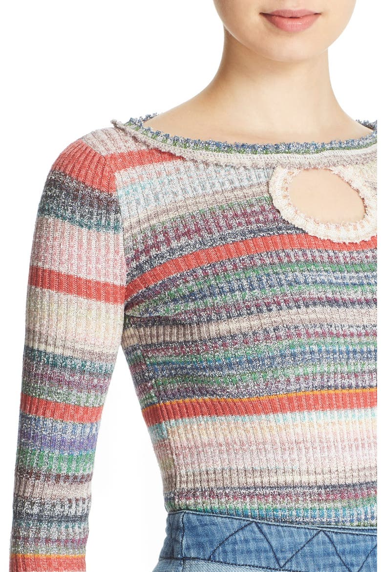 'Sunshine Dreamer' Stripe Keyhole Sweater, Alternate, color, MULTI COMBO