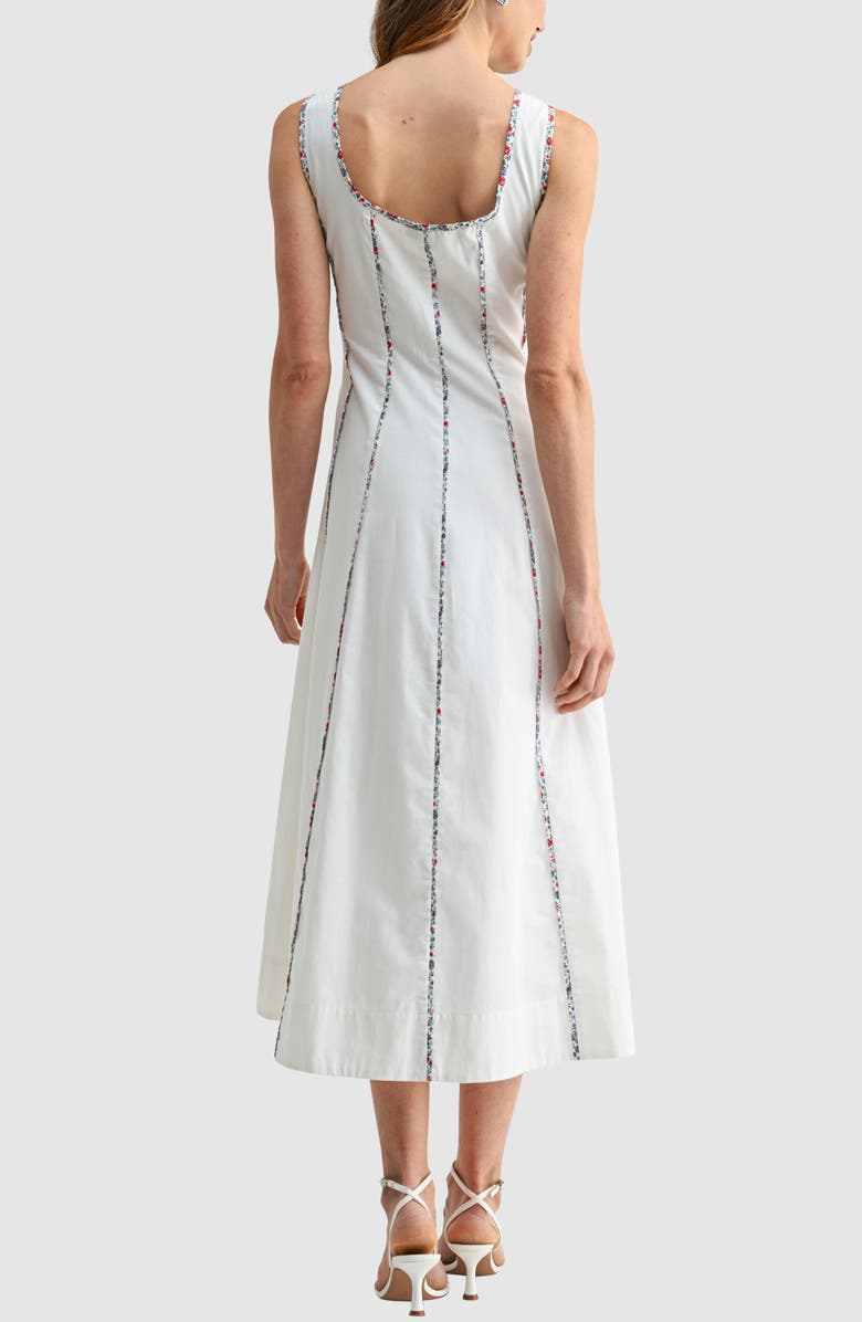 Mila Mae Floral Piping Sleeveless Fit & Flare Midi Dress, Alternate, color, White