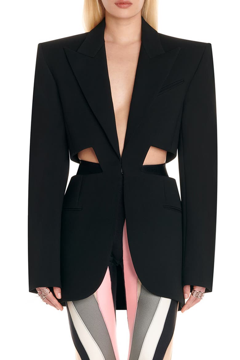 Cutout Wool Jacket, Main, color, BLACK