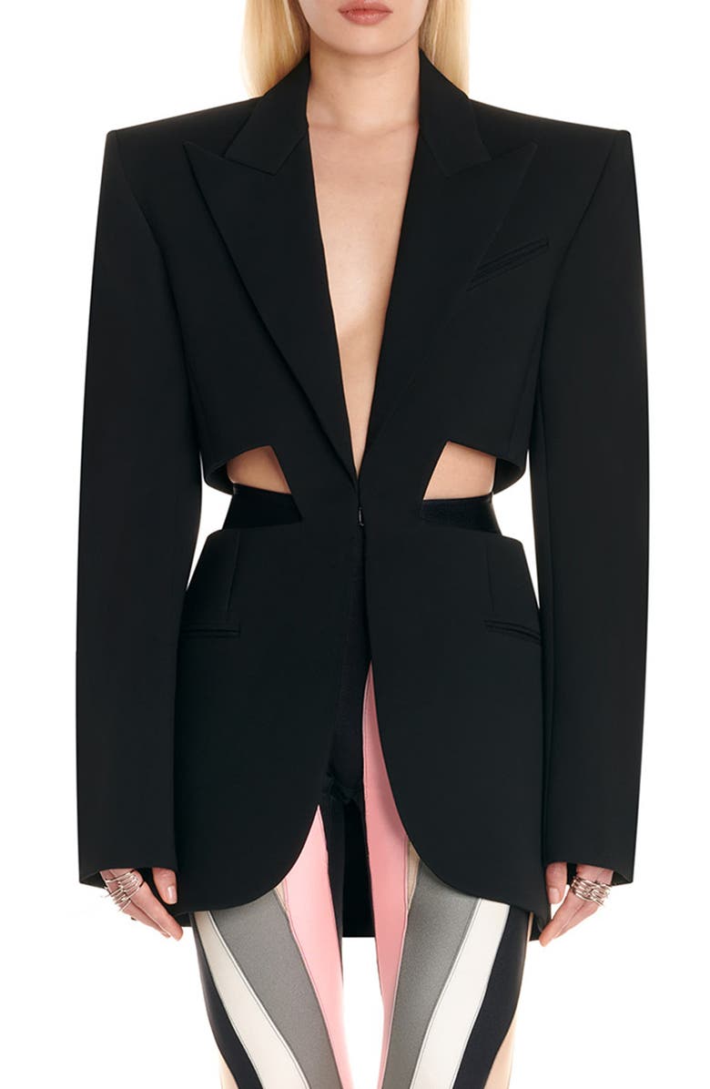 MUGLER Cutout Wool Jacket, Main, color, 