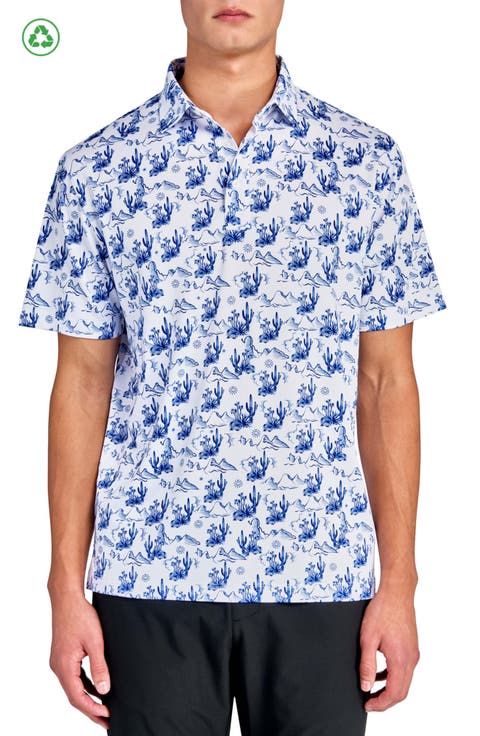 Regular Fit Cactus Print Performance Recycled Golf Polo