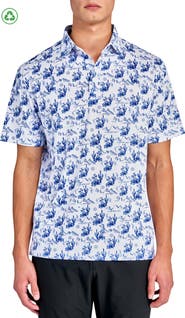 CONSTRUCT Regular Fit Cactus Print Performance Recycled Golf Polo