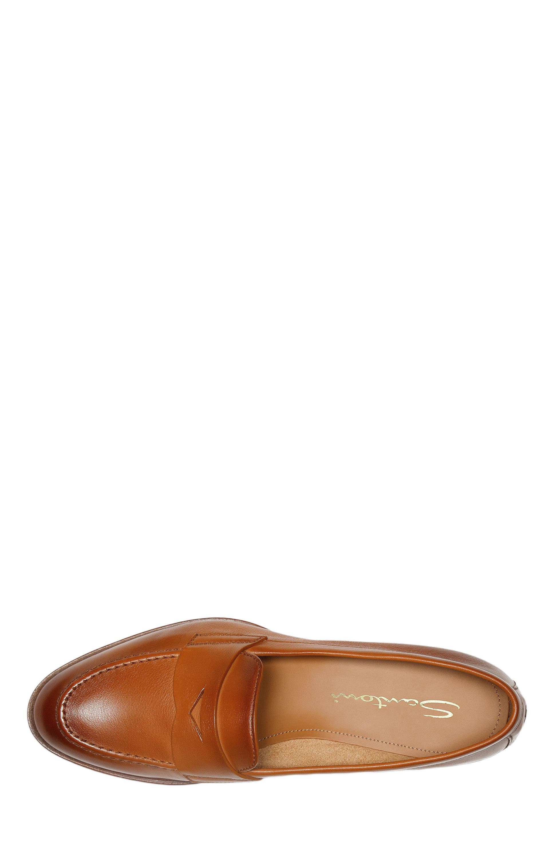 Santoni Leather Penny Loafer, Alternate, color, Brown