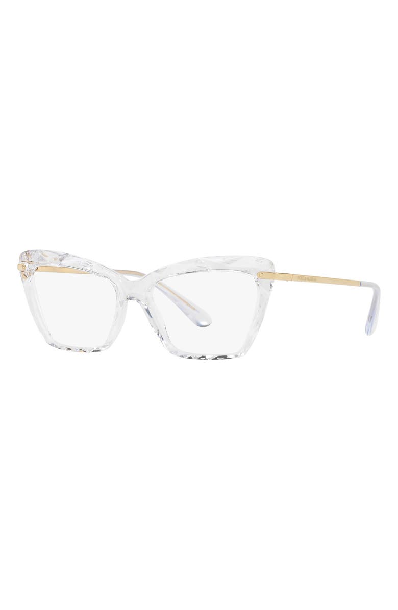 Dolce&Gabbana 53mm Cat Eye Optical Glasses, Alternate, color, Crystal/ Gold