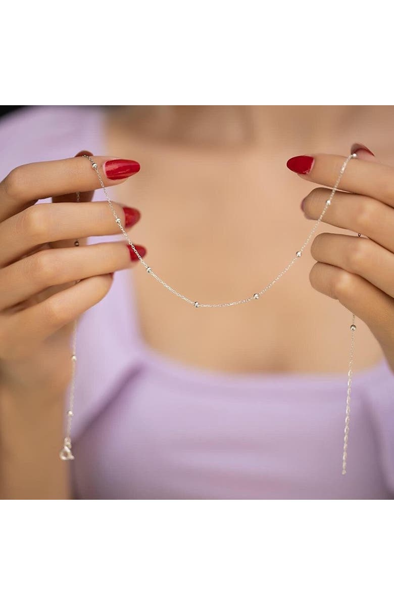 Spero London Bead Chain Sterling Silver Satellite Necklace, Alternate, color, Silver